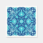 Serviette En Papier Motif chinois Art Nouveau - Turquoise et Bleu (Devant)