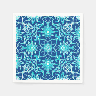 Serviette En Papier Motif chinois Art Nouveau - Turquoise et Bleu
