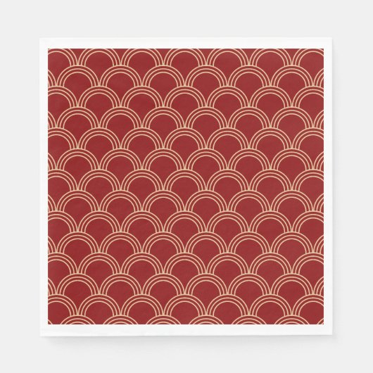 Serviette En Papier Motif chinois traditionnel rouge et or (Devant)