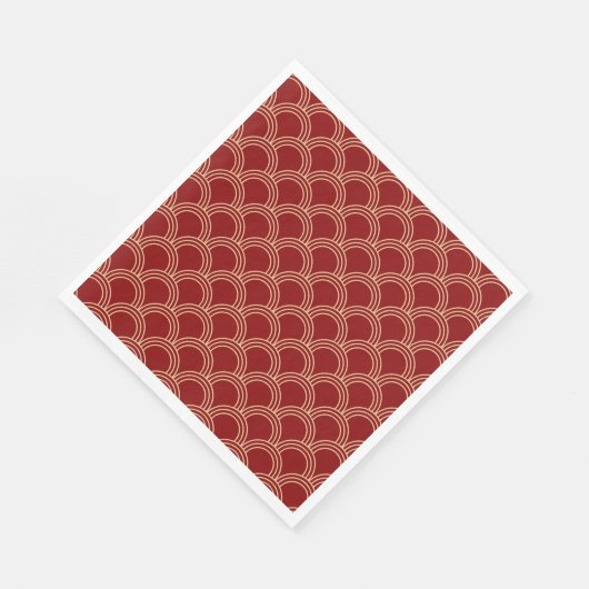 Serviette En Papier Motif chinois traditionnel rouge et or (Coin)
