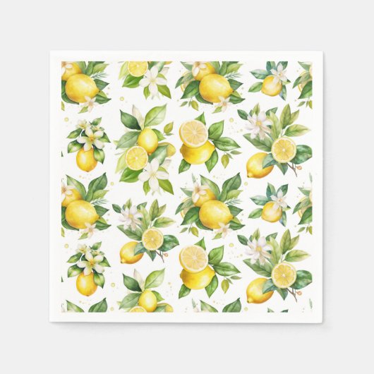 Serviette En Papier Motif citron, Fleurs de citron, Feuilles, Citrus (Devant)