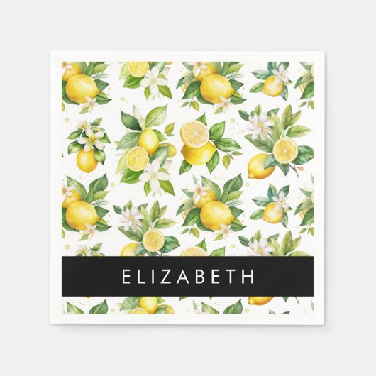 Serviette En Papier Motif citron, Fleurs de citron, Feuilles, Votre No (Devant)