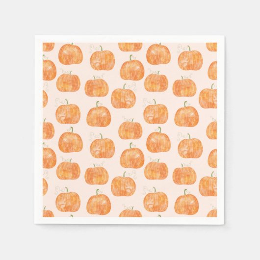 Serviette En Papier Motif citrouille aquarelle (Devant)