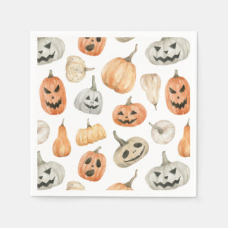 Serviette En Papier Motif Citrouille d'aquarelle amusant