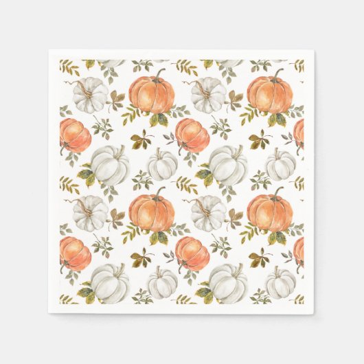 Serviette En Papier Motif Citrouille d'aquarelle d'automne (Devant)