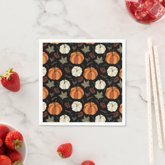 Serviette En Papier Motif Citrouille d'automne (En situation)