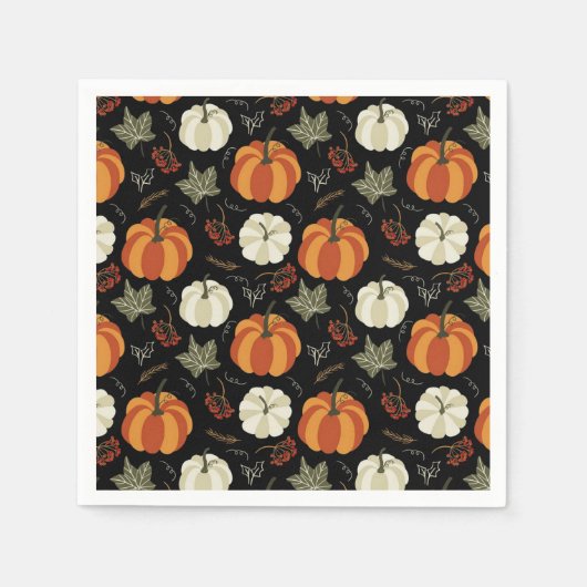 Serviette En Papier Motif Citrouille d'automne (Devant)