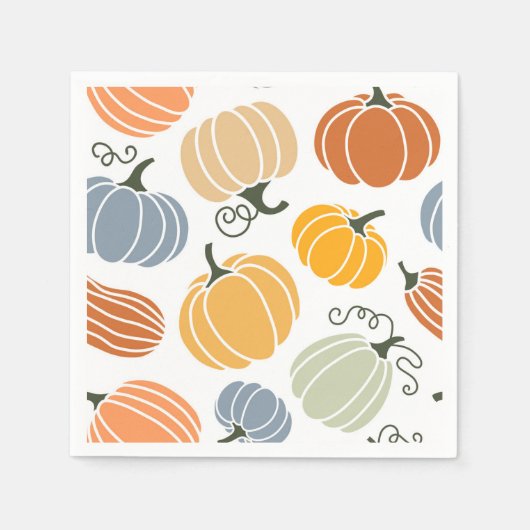 Serviette En Papier Motif Citrouille d'automne coloré (Devant)
