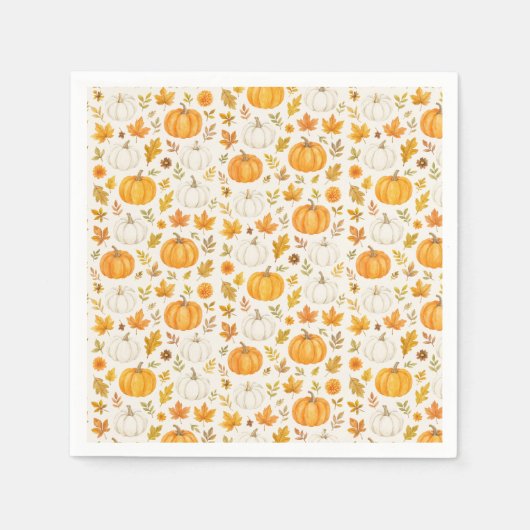Serviette En Papier Motif Citrouille mignon | Thanksgiving (Devant)