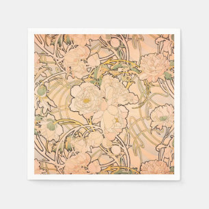 Serviette En Papier Motif Classique Art Nouveau de jardin de pivoines 