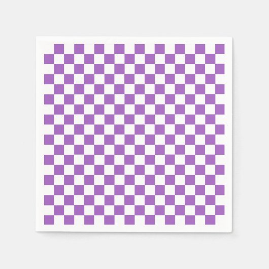 Serviette En Papier Motif classique violet et blanc À damiers (Devant)