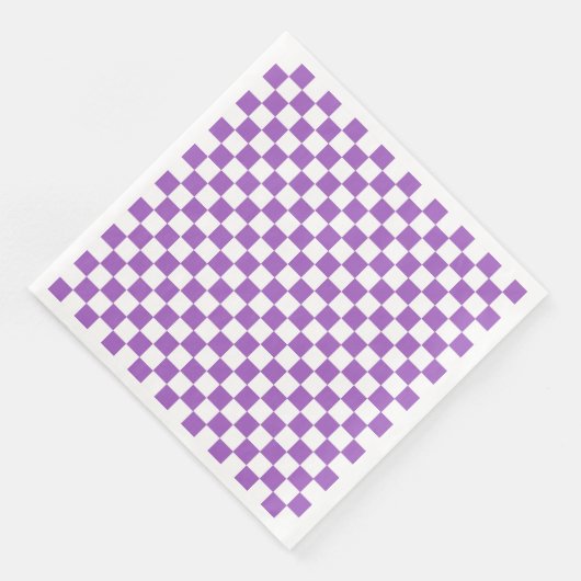 Serviette En Papier Motif classique violet et blanc À damiers (Coin)