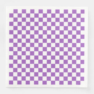 Serviette En Papier Motif classique violet et blanc À damiers