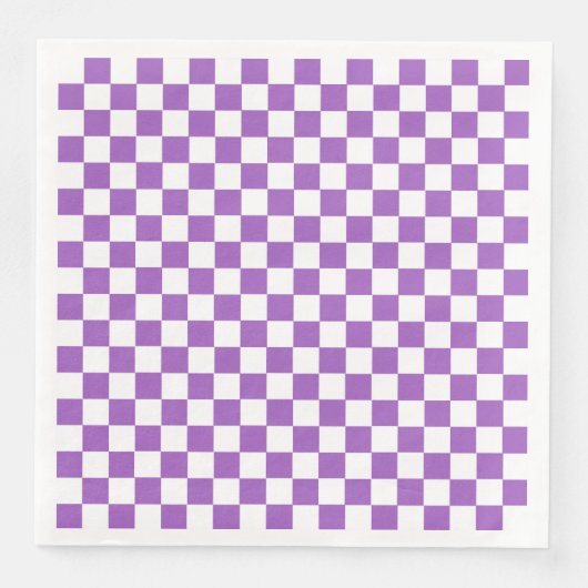 Serviette En Papier Motif classique violet et blanc À damiers (Devant)