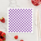 Serviette En Papier Motif classique violet et blanc À damiers (En situation)
