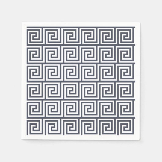 Serviette En Papier Motif clé bleu grec de la marine (Devant)