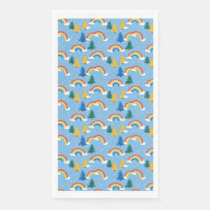 Serviette En Papier Motif coloré avec arcs-en-ciel et arbres