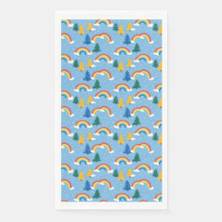 Serviette En Papier Motif coloré avec arcs-en-ciel et arbres