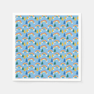 Serviette En Papier Motif coloré avec arcs-en-ciel et arbres