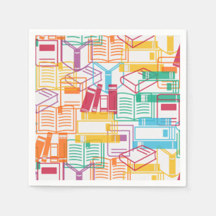 Serviette En Papier Motif coloré de classeurs de livres