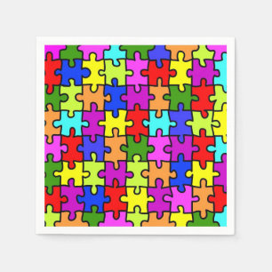 Serviette En Papier Motif coloré de puzzle denteux d'arc-en-ciel