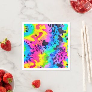 Serviette En Papier Motif coloré Wild Cheetah Tye Dye