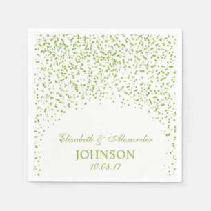 Serviette En Papier Motif Confetti de Mariage vert citron et blanc