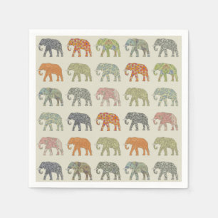 Serviette En Papier Motif contemporain d'éléphant animal coloré