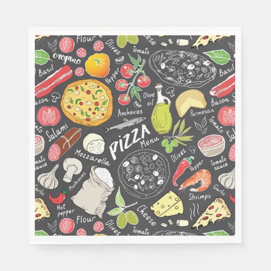 Serviette En Papier motif cool pizza carrelé (Devant)