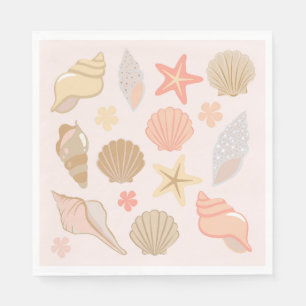 Serviette En Papier Motif Coquilles de Mer Roses