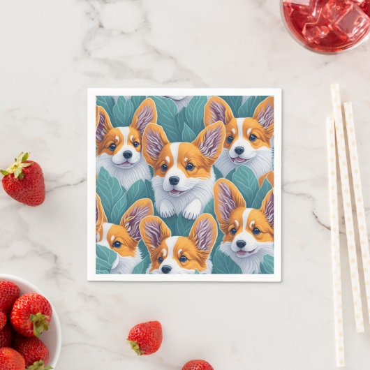 Serviette En Papier Motif Corgi (En situation)