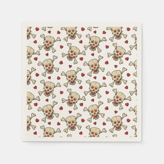 Serviette En Papier Motif crâne avec coeur (Devant)