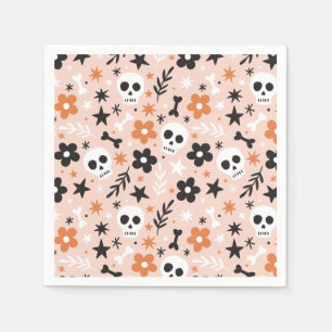 Serviette En Papier Motif crâne de fleurs