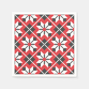 Serviette En Papier Motif croisé transparent rouge et noir