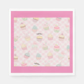 Serviette En Papier Motif Cupcake Gingham Rose (Devant)
