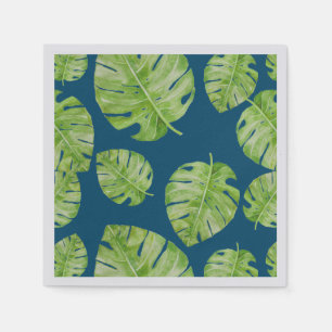 Serviette En Papier Motif Cute Chic Banane feuille bleu vert