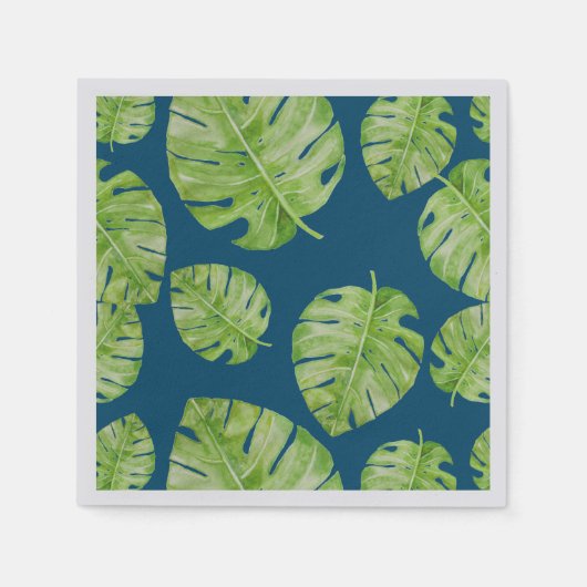 Serviette En Papier Motif Cute Chic Banane feuille bleu vert (Devant)