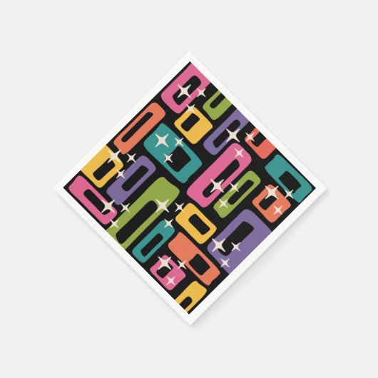 Serviette En Papier Motif d'âge atomique Abstrait MCM rétro (Coin)