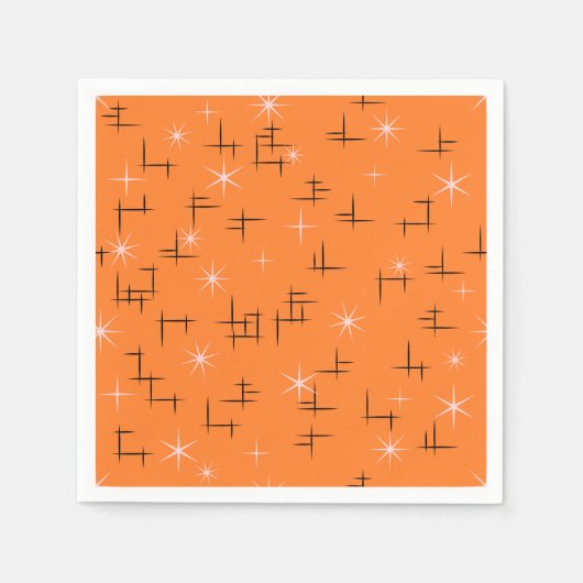 Serviette En Papier Motif d'âge atomique Orange Retro (Devant)