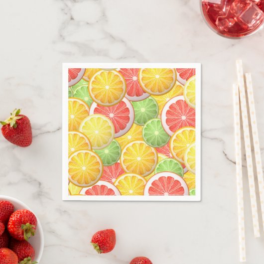 Serviette En Papier Motif d'agrumes - pamplemousse, citron, citron, ci (En situation)