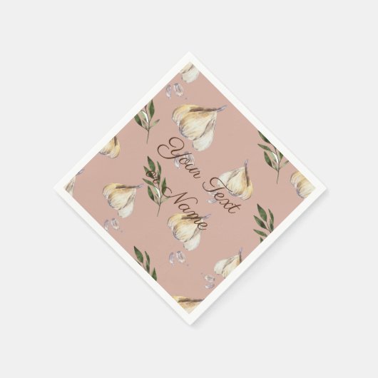 Serviette En Papier Motif d'ail avec texte personnalisable (Coin)