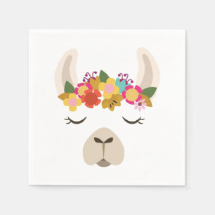 Serviette En Papier Motif d'alpaga et de fleurs