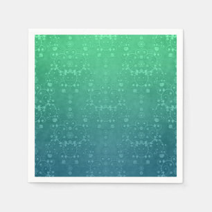 Serviette En Papier Motif damassé floral aquamarine profond élégant