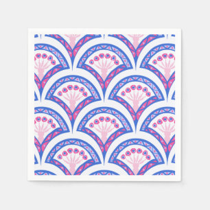 Serviette En Papier motif damassé floral bleu