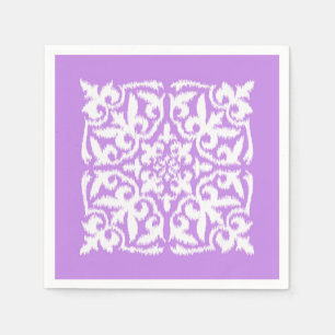 Serviette En Papier Motif damassé Ikat - lavande et blanc