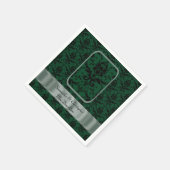 Serviette En Papier Motif damassé mariage noir et vert (Coin)