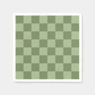 Serviette En Papier Motif damier vert sauge minimaliste