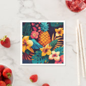 Serviette En Papier Motif d'ananas à fleurs tropicales hawaïennes (En situation)