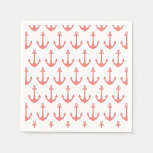 Serviette En Papier Motif d'Ancre marine rose corail