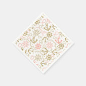 Serviette En Papier Motif d'Ancres d'or (Coin)